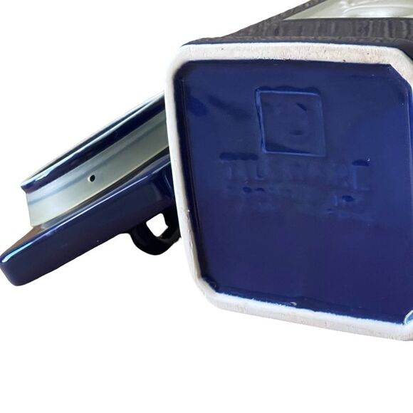 Vintage Roshco TileWare Cobalt Blue Baker Graphic Tile Ceramic Square Canister - Picture 11 of 13